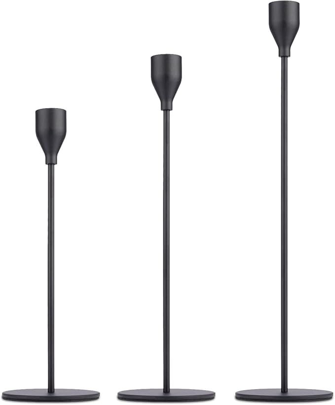 Matte Black Candle Holders Set of 3 for Taper CandlesDecorative Candlestick Holder for Wedding, D... | Amazon (US)