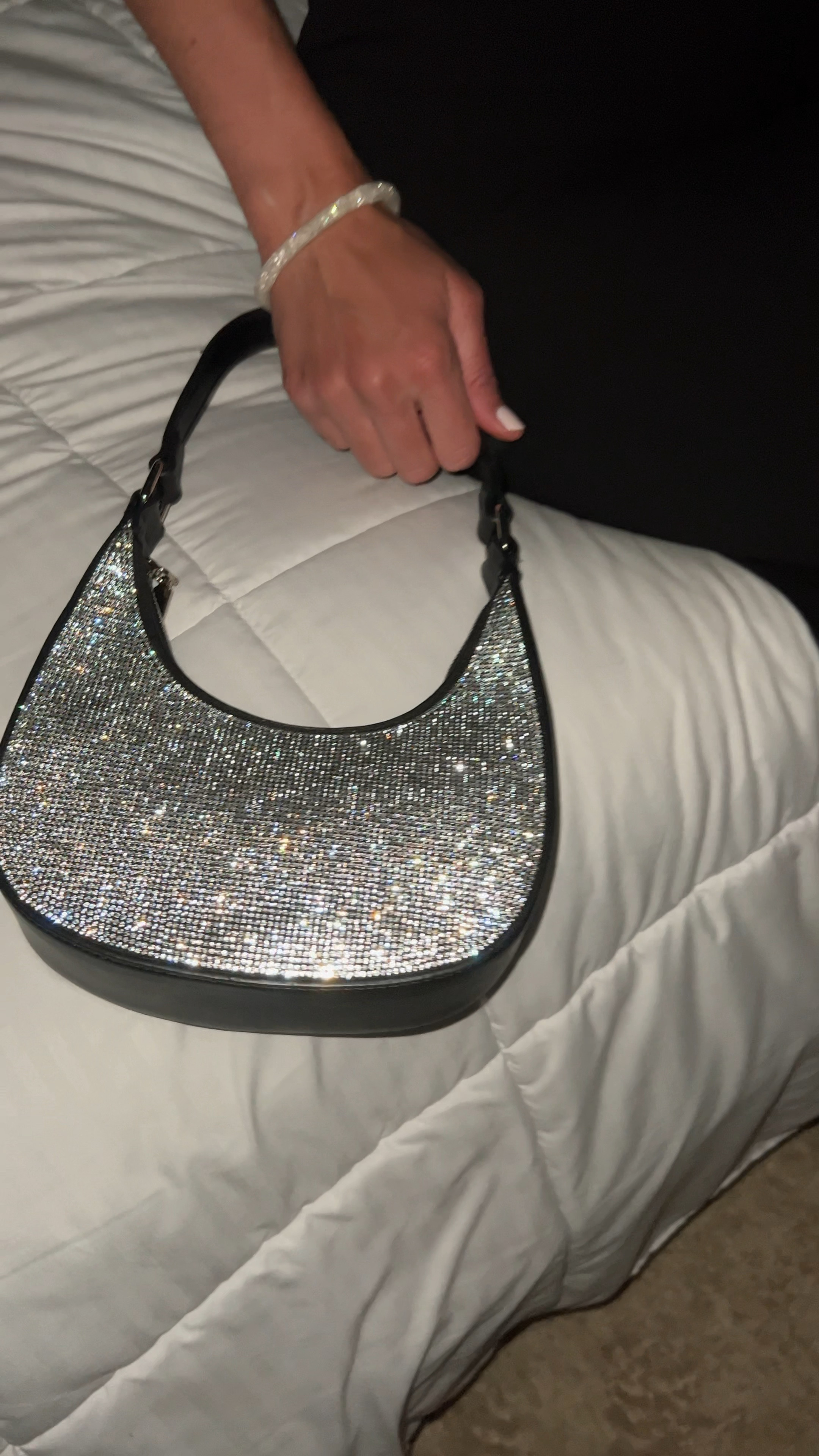 Satin mini-bag with crystals