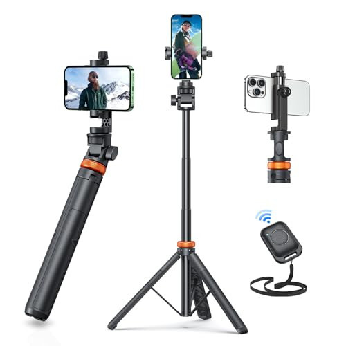 EUCOS 62" Phone Tripod, Tripod for iPhone & Selfie Stick with Remote, Extendable Cell Phone Stand & Ultimate Phone Holder, Solidest Phone Stand Compatible with iPhone/Android | Amazon (US)
