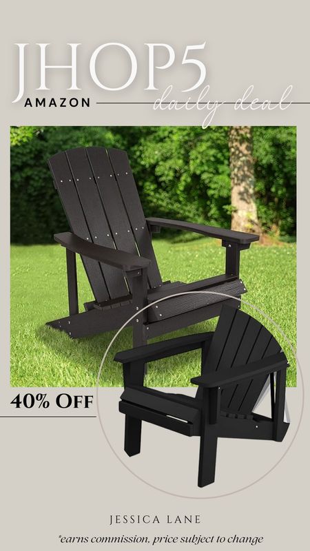 Amazon daily deal, save 40% on this black outdoor Adirondack chair. Outdoor furniture, patio furniture, fire pit furniture, outdoor living, Adirondack chair

#LTKhome #LTKsalealert #LTKSeasonal