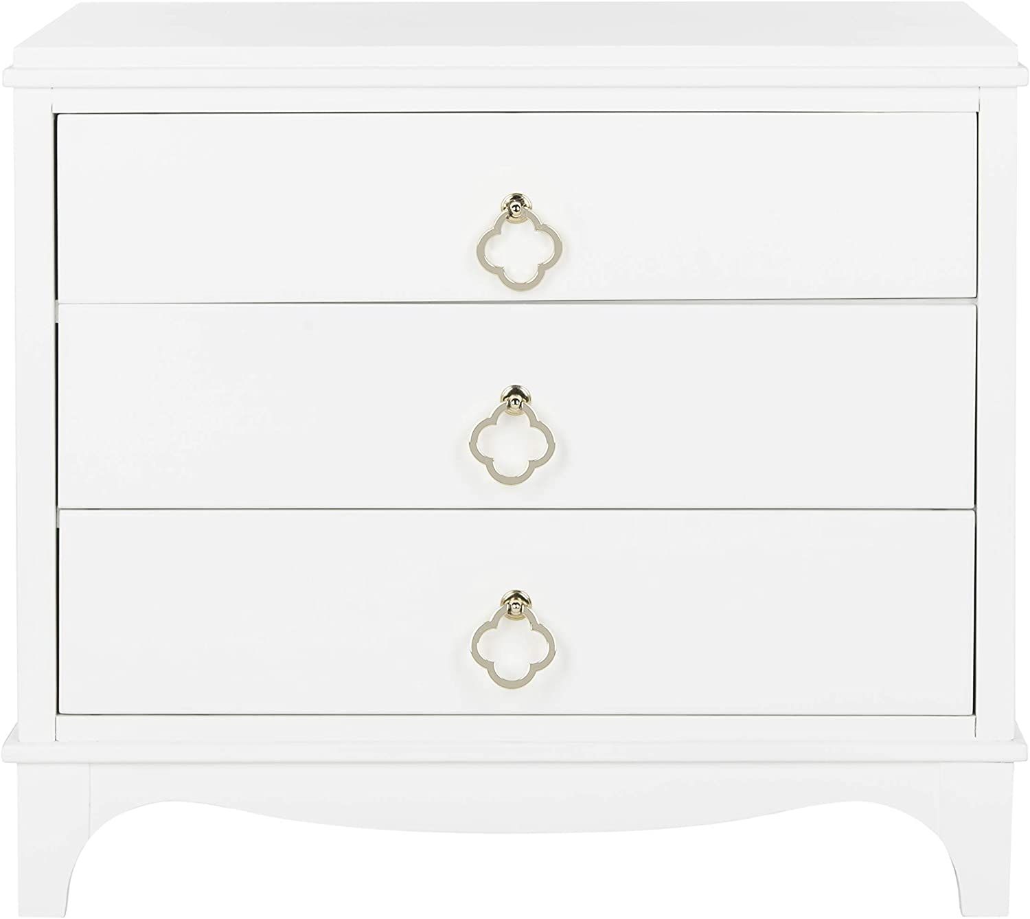 Safavieh Home Collection Hannon 3 Drawer Contemporary Nightstand, White/Brass | Amazon (US)
