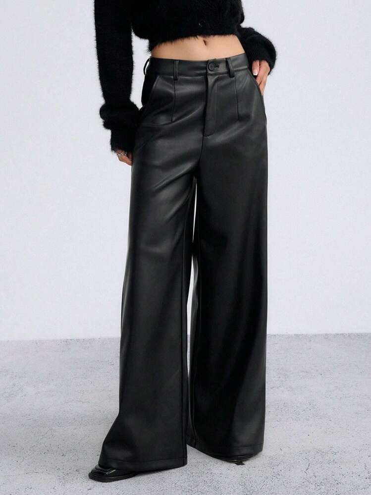 EU/UK WarehouseDAZY Slant Pocket Wide Leg Suit Pants Business Attire | SHEIN