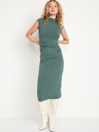Fitted Mock-Neck Midi Dress for Women | Old Navy (US)