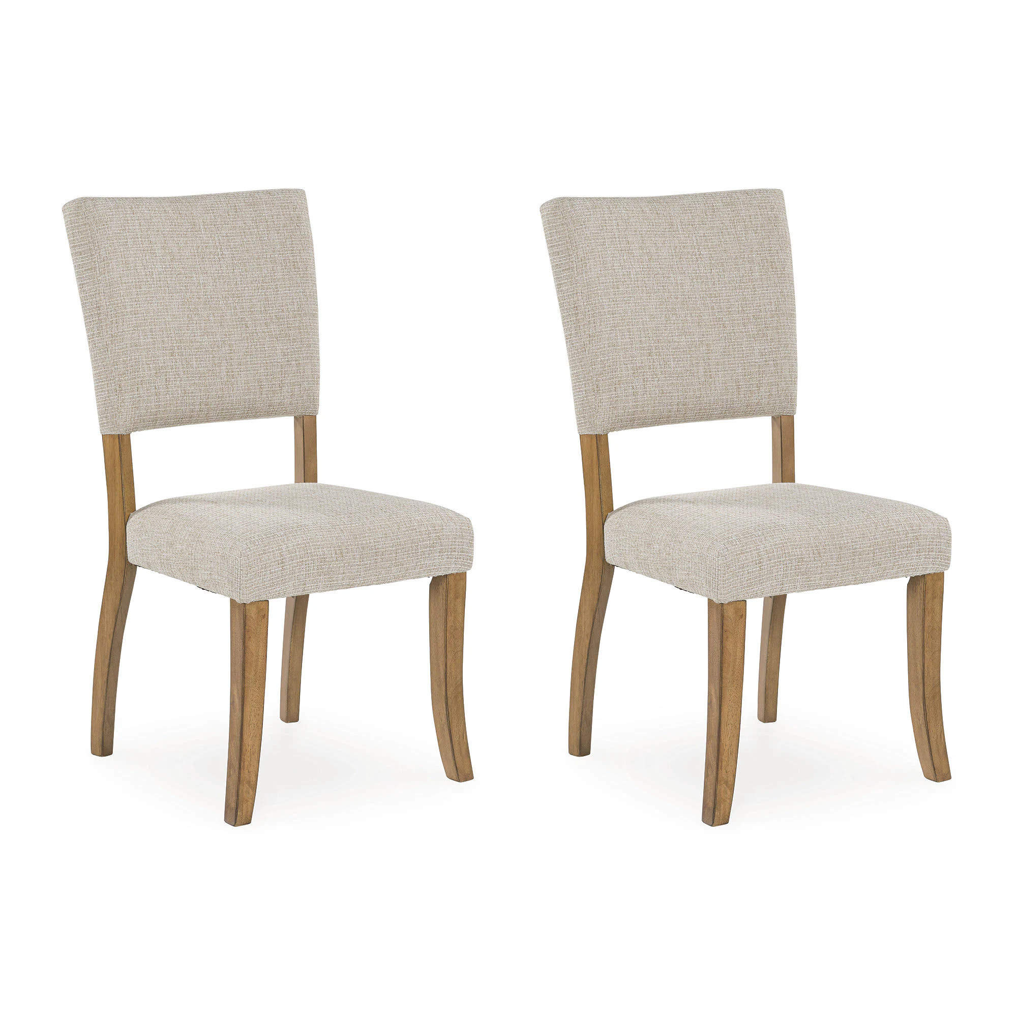 Signature Design by Ashley Rybergston Light Natural Wood Dining Chair with Neutral Next Gen Nuvella Upholstery Polyester in Brown | D601-01 | Lowe's