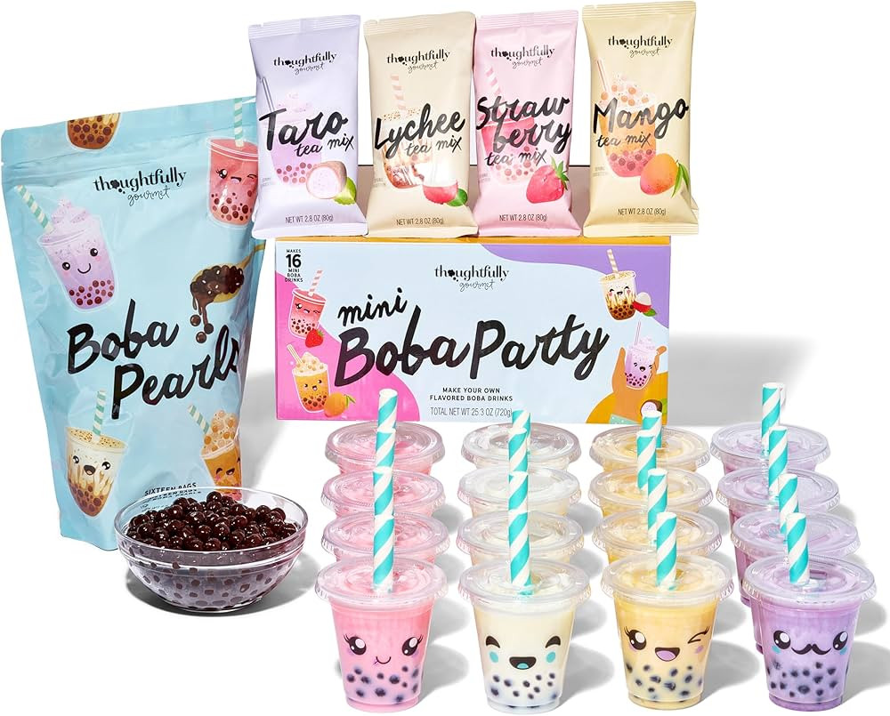 Thoughtfully Gourmet, Mini Boba Pearl Party Set, Makes 16 Tasting Portions of Bubble Tea, Include... | Amazon (US)