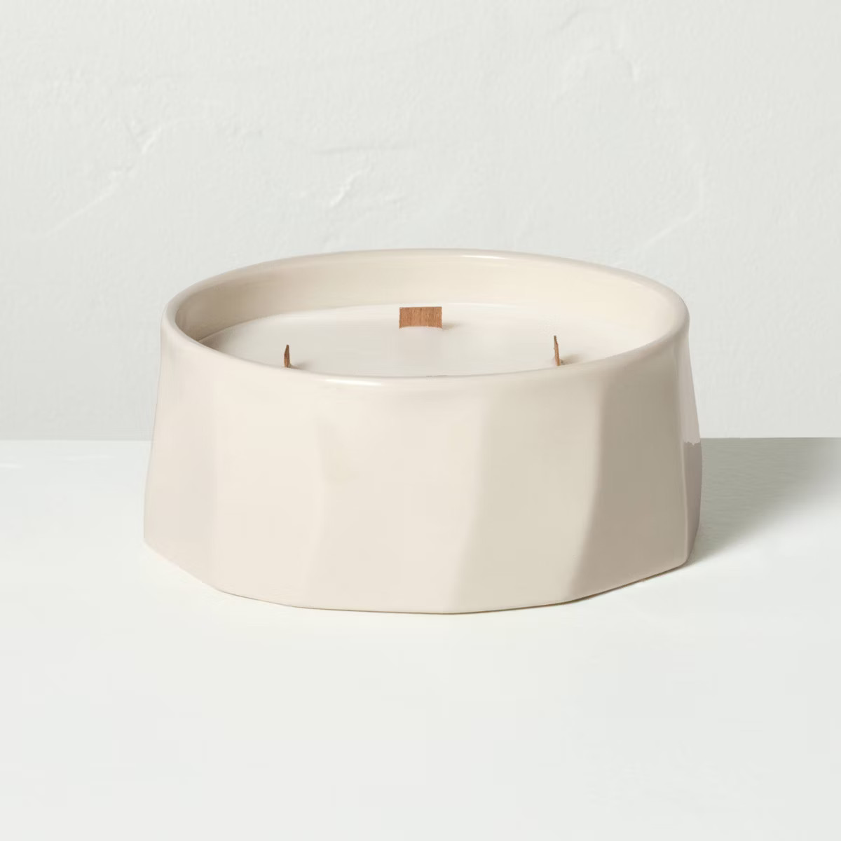 4 Wick Large Faceted Ceramic Jar Candle Cream 21oz - Hearth & Hand™ with Magnolia | Target