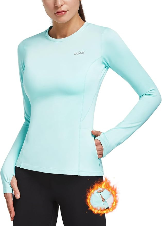 BALEAF Thermal Shirts for Women Long Sleeve Fleece Tops Running Workout Cold Weather Gear Compres... | Amazon (US)
