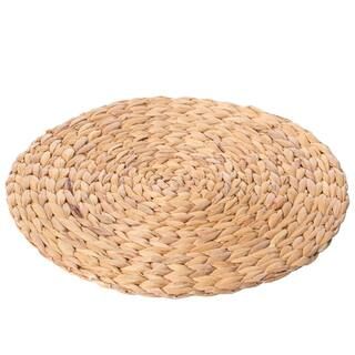 Vintiquewise 15 in. Brown Decorative Weave Water Hyacinth Round Mat Charger Plates for Dining Tab... | The Home Depot