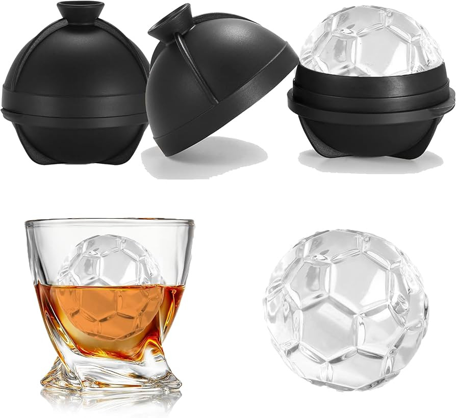 Nax Caki 3D Soccer Ice Cube Molds, Novelty Soccer Gifts Stuff for Men, 2.5" Large Silicone Round ... | Amazon (US)