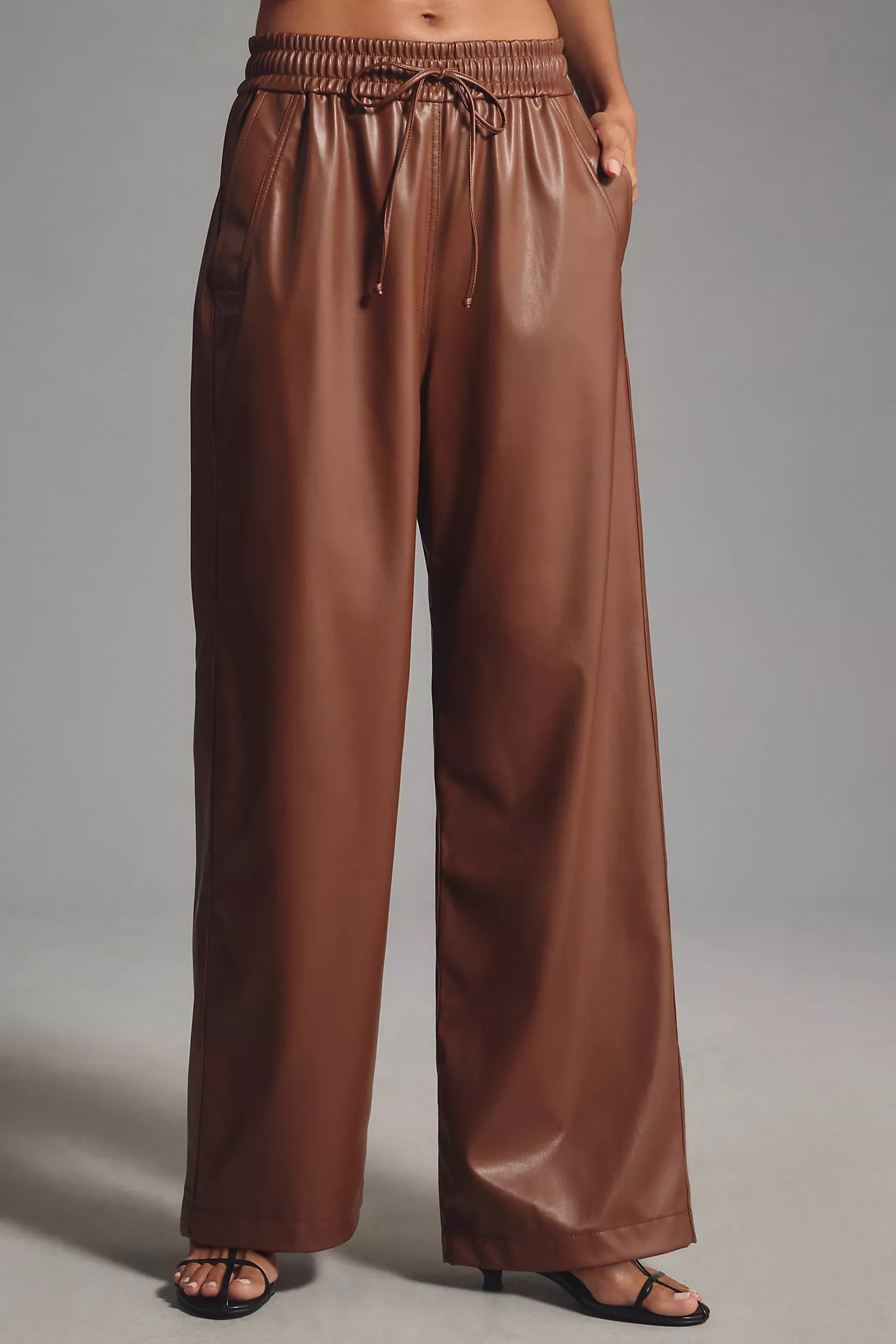 Exquise Brenna Faux Leather Wide-Leg Pants | Anthropologie (US)