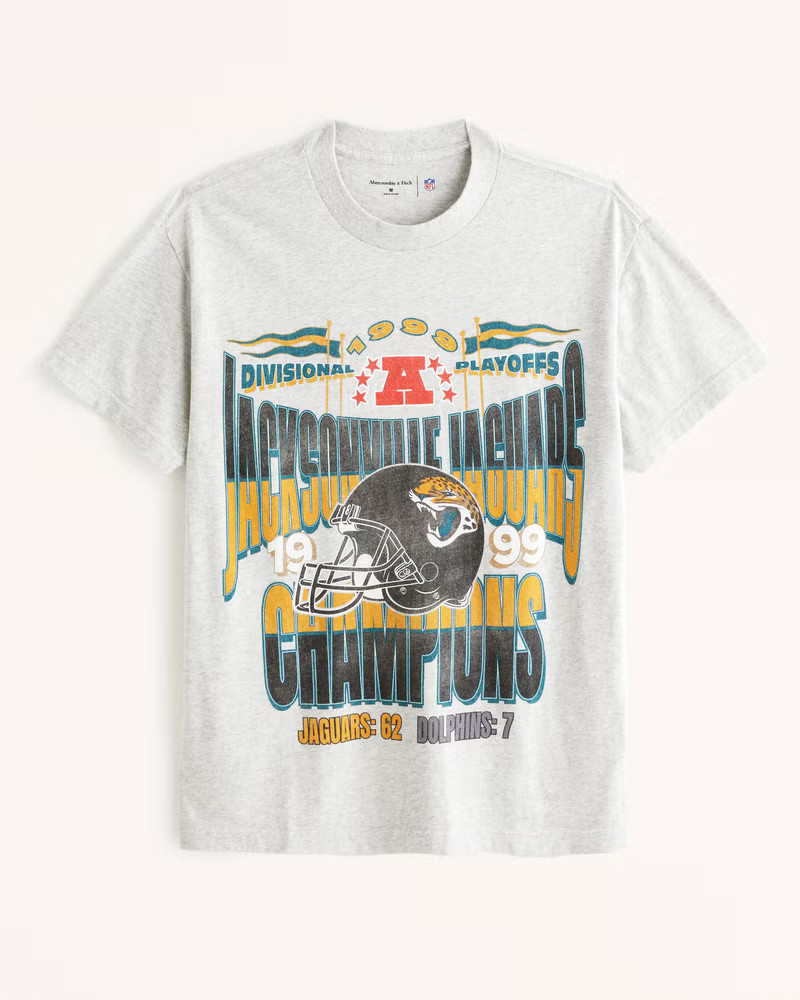 Abercrombie & Fitch Men's Vintage Jacksonville Jaguars Graphic Tee in Light Heather Grey - Size XXL | Abercrombie & Fitch (US)