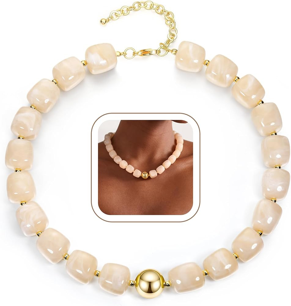 Turandoss Colorful Resin Chunky Beaded Necklaces for Women Trendy Gifts | Amazon (US)