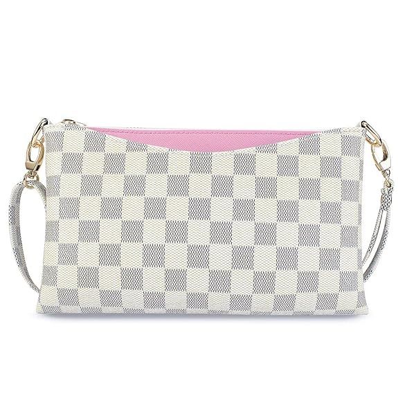 Small Checkered Crossbody Bag for Women Wristlet Clutch with Strap | Amazon (US)