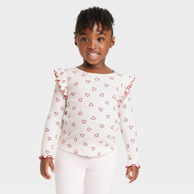 Toddler Girls' Heart Long Sleeve T-Shirt - Cat & Jack™ Red | Target