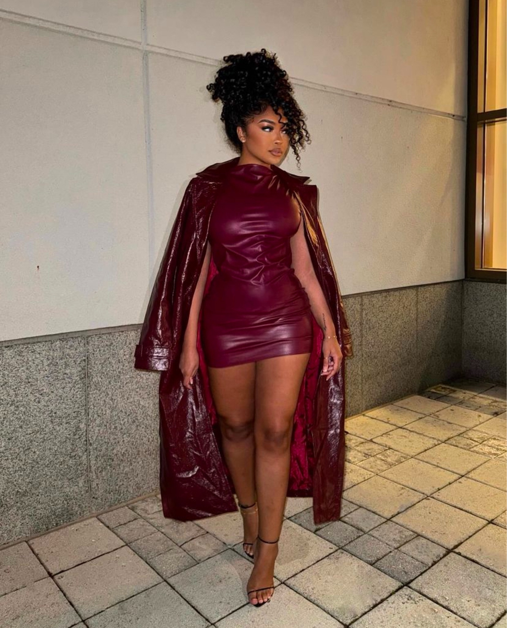 Fall/winter outfit
Burgundy leather mini dress
Burgundy leather coat 
Black strappy heel sandal 

#LTKParties #LTKBeauty #LTKStyleTip