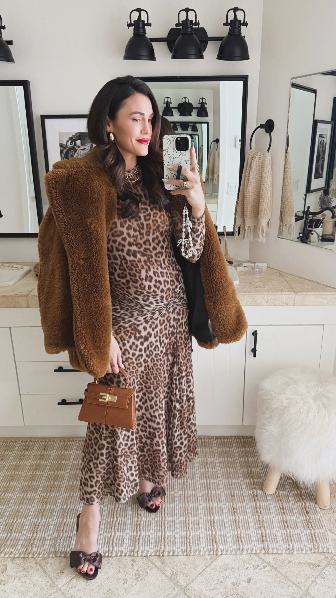 Mob wife leopard dress look🐆💋 wearing a small. 

Date night
Fur coat 
Winter outfit 

#LTKootd #LTKWedding