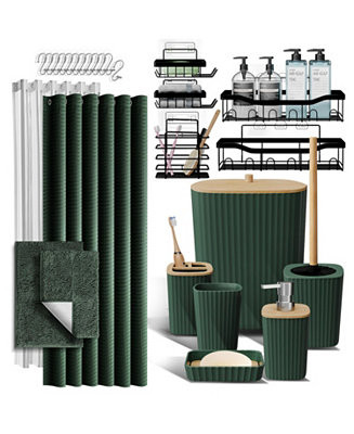 27 Piece Complete Bathroom, Vanity & Shower Accessories Set - Grey | Macy's