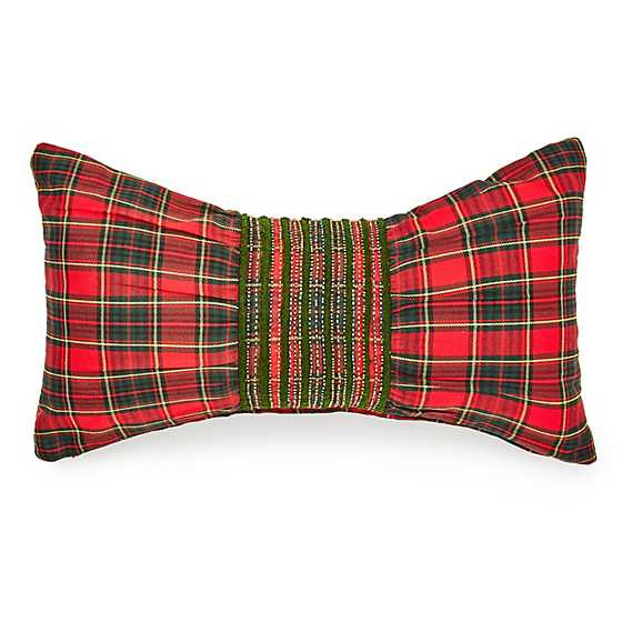Tartan Red Bow Throw Pillow | MacKenzie-Childs