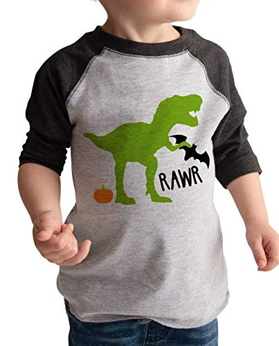 7 ate 9 Apparel Boy's Dinosaur Halloween Raglan Tee Grey - Walmart.com | Walmart (US)