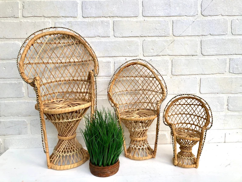 Vintage Wicker Peacock Chair. Mini Peacock Chair. Plant Stand. Boho Chair. Boho Home. Bohemian De... | Etsy (US)