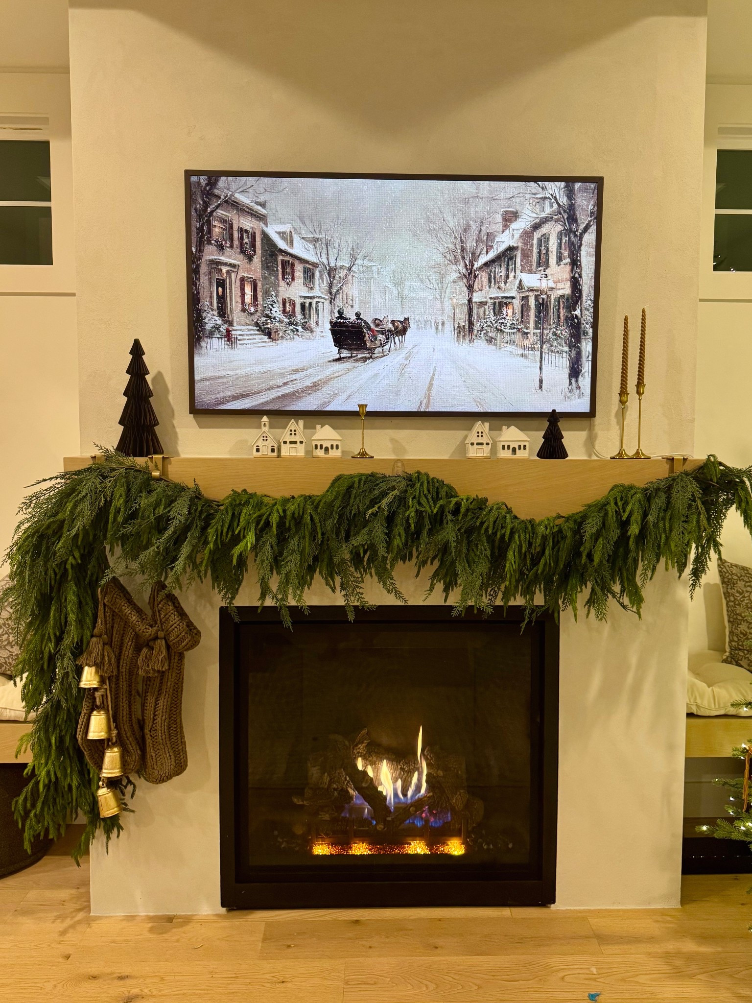 Cozy modern Christmas mantle! 

#LTKSeasonal #LTKHoliday #LTKHome