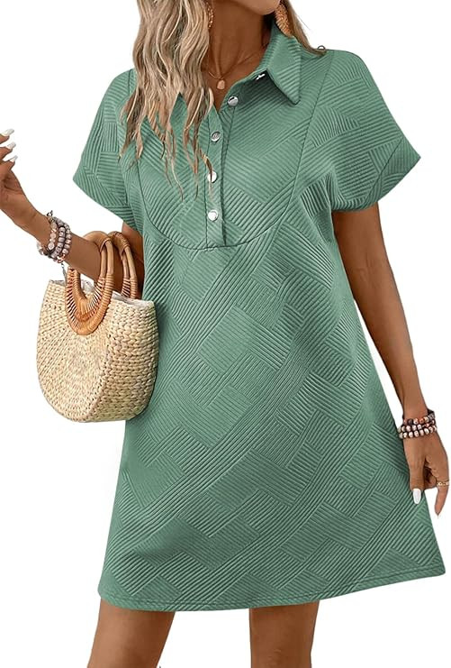 Acelitt Spring Summer Lapel Collared Dresses for Women 2026 Business Casual Work Batwing Short Sl... | Amazon (US)