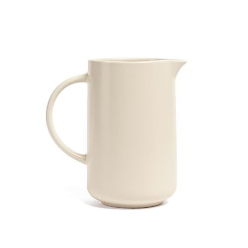 over&back Coupe Stoneware Pitcher - Elegant Water Pitcher for Home Decor and Beverages - Use as a Serving Pitcher or Decorative Vase - 42 Oz - Semi-Matte Ivory | Amazon (US)