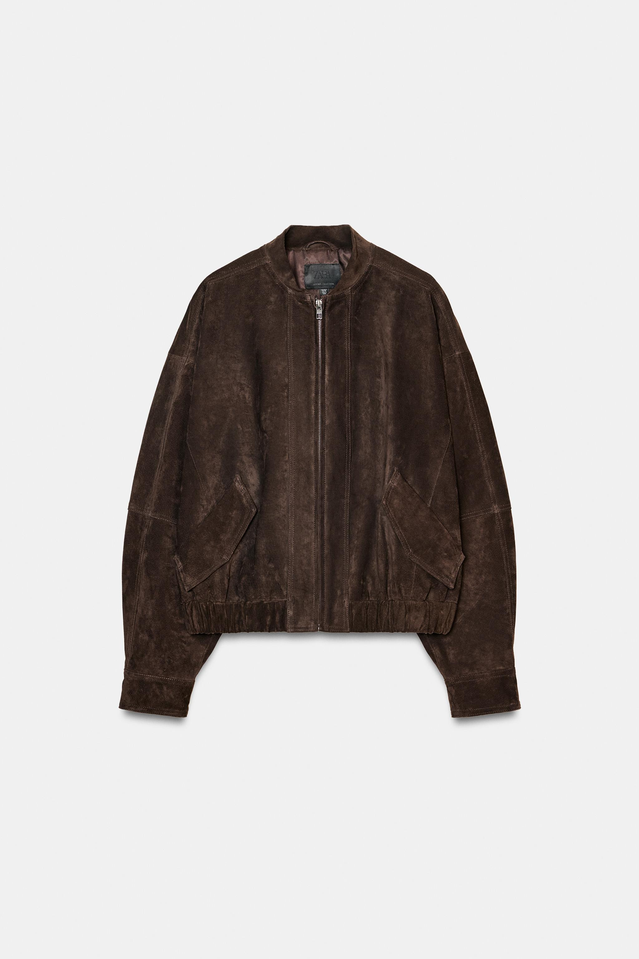 100% SUEDE LEATHER BOMBER JACKET | Zara US