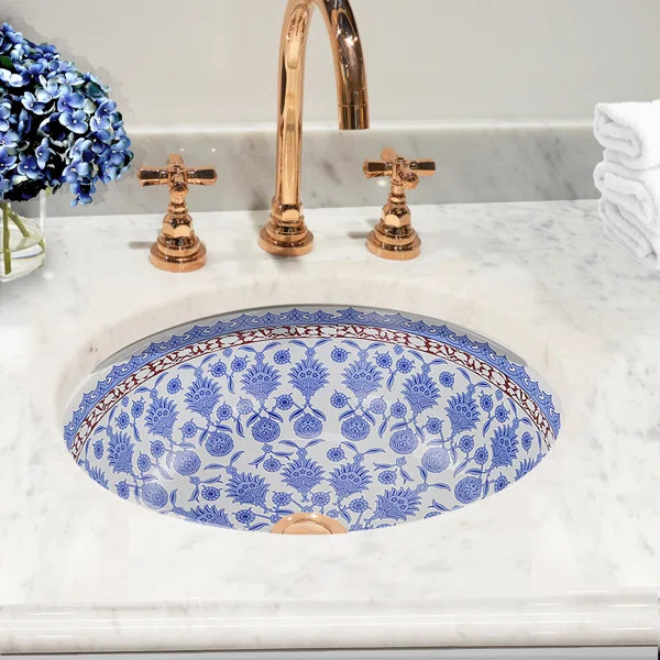 Regatta White/Blue Circular Undermount Bathroom Sink | Wayfair North America