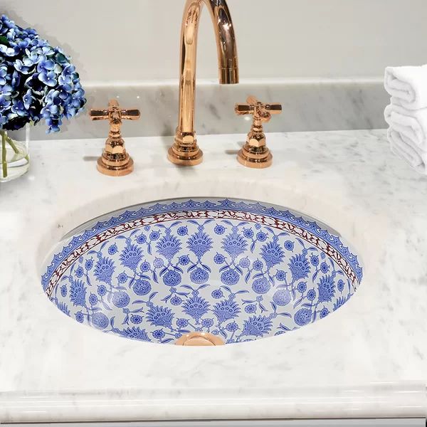 Regatta White/Blue Circular Undermount Bathroom Sink | Wayfair North America