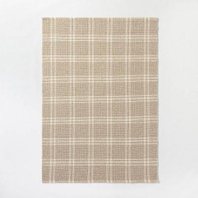 5'x7' Cottonwood Hand Woven Plaid Wool/Cotton Area Rug Beige - Threshold™ designed with Studio ... | Target