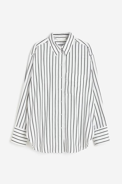 Satin Shirt - White/black striped - Ladies | H&M US | H&M (US)