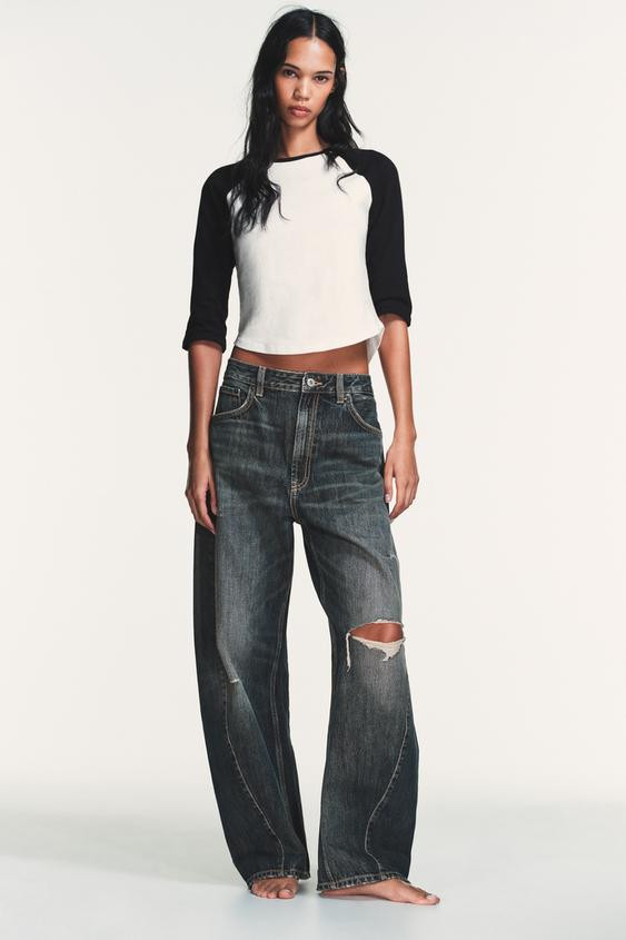 TRF MID-RISE BAGGY BALLOON JEANS | Zara Canada