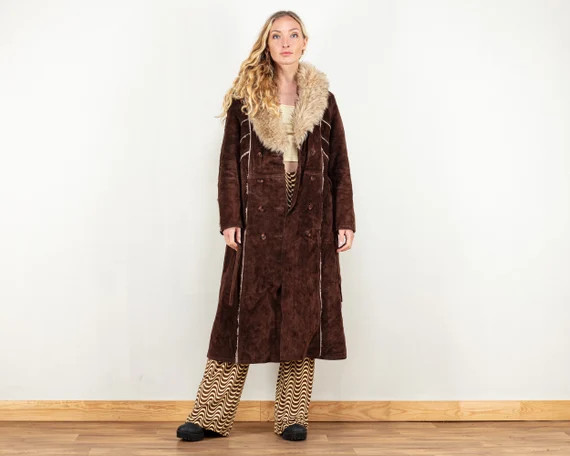 Penny Lane Coat Vintage 70s Brown Suede Shearling Collar Coat - Etsy Canada | Etsy (CAD)