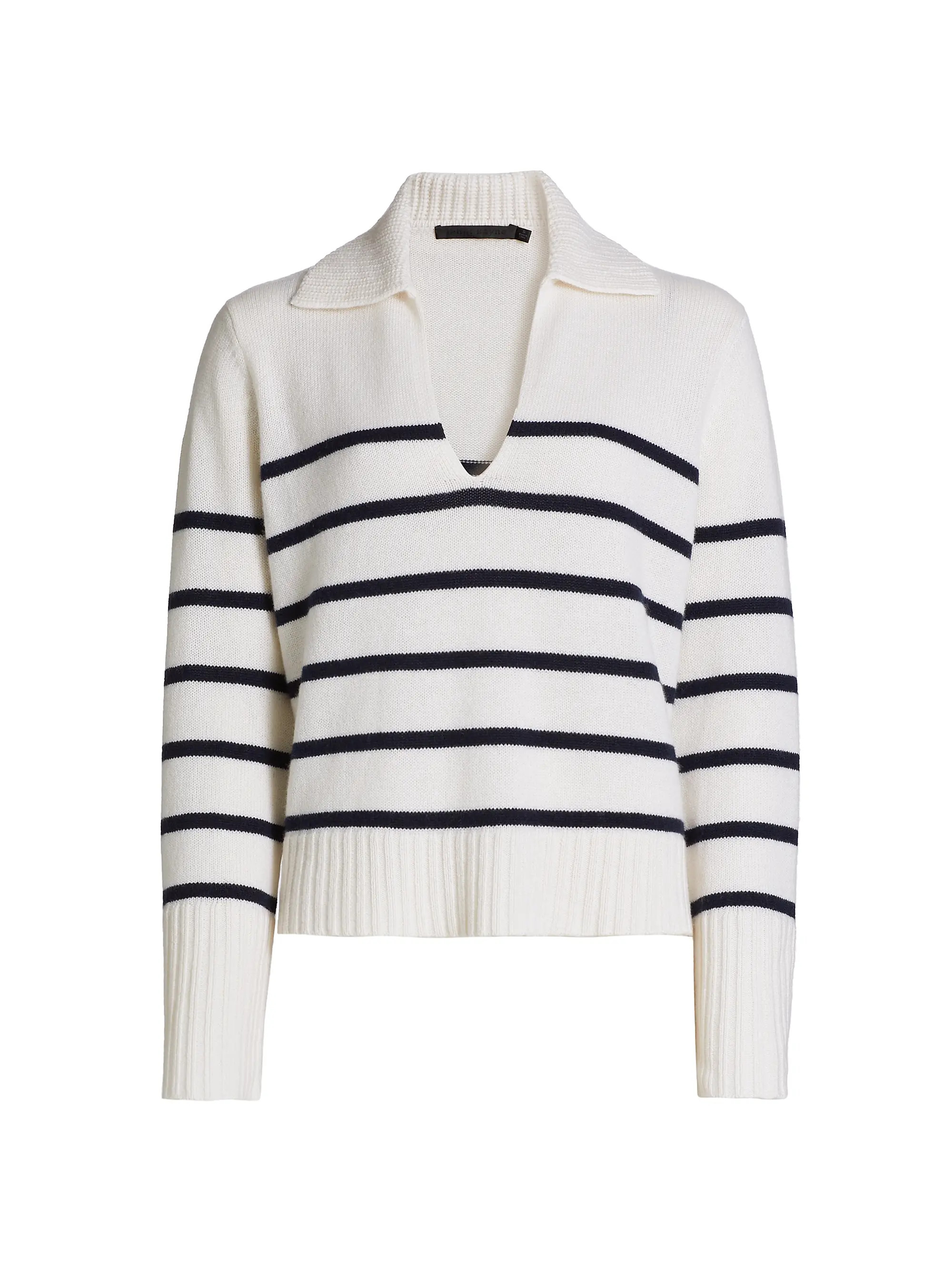 Frances Striped Cashmere Polo Sweater | Saks Fifth Avenue