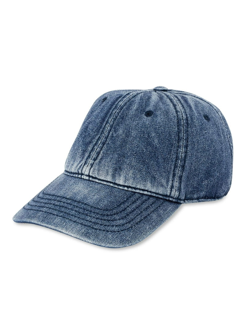 Time and Tru Women's Washed Cotton Twill Baseball Hat, Blue Denim | Walmart (US)