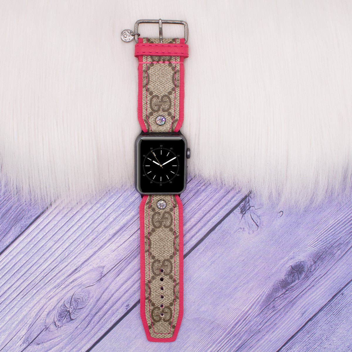 Upcycled Brown Webbed GG with Hot Pink Watchband | Sparkl