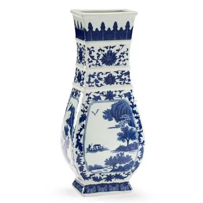 Blue/White 15" Porcelain Table Vase | Wayfair North America