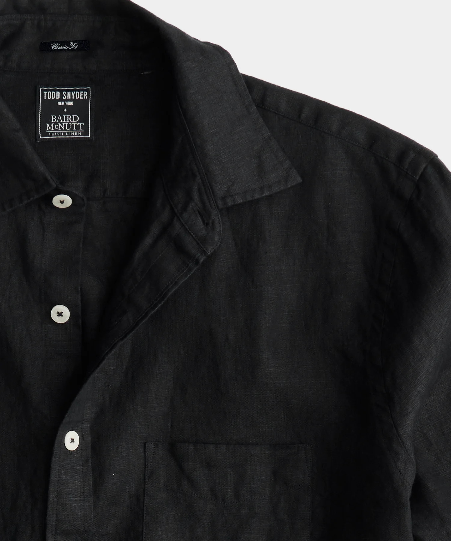 Classic Fit Sea Soft Irish Linen Shirt in Black | Todd Snyder