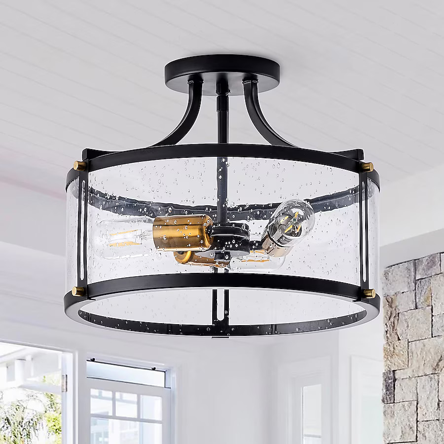 Aiwen 3 -Light 15.74-in Black Semi Flush Mount Light | Lowe's
