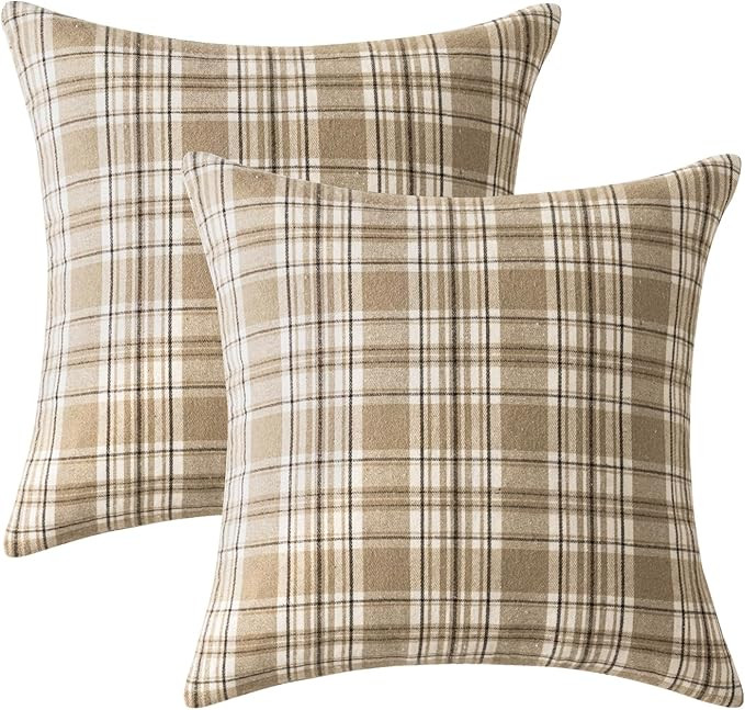 MIULEE Fall Set of 2 Scottish Tartan Plaid Throw Pillow Covers Farmhouse Classic Decorative Outdo... | Amazon (US)