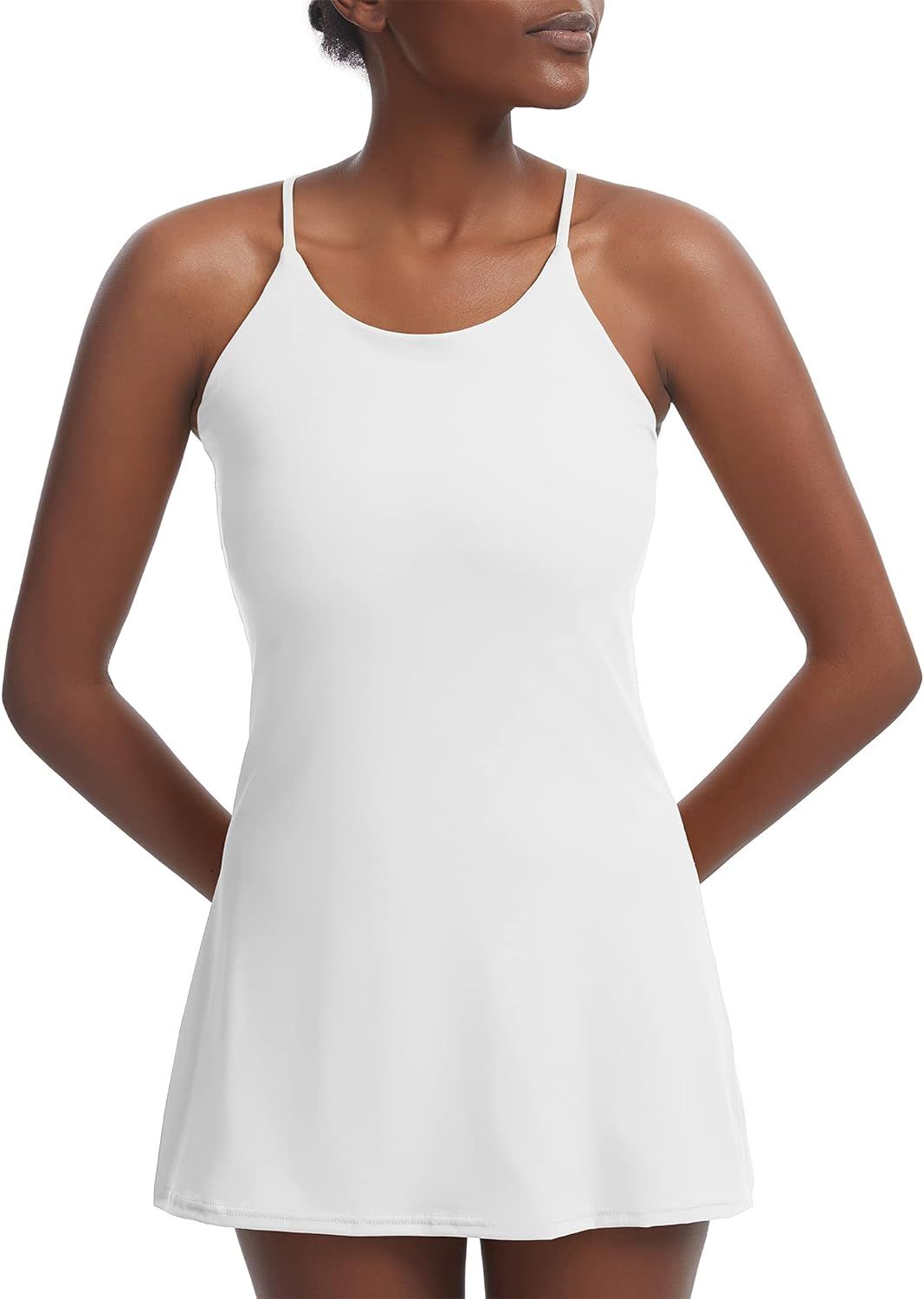 KuaCua Women's Sleeveless Built-in with Bra & Shorts Pocket Athletic Workout Dress | Amazon (US)