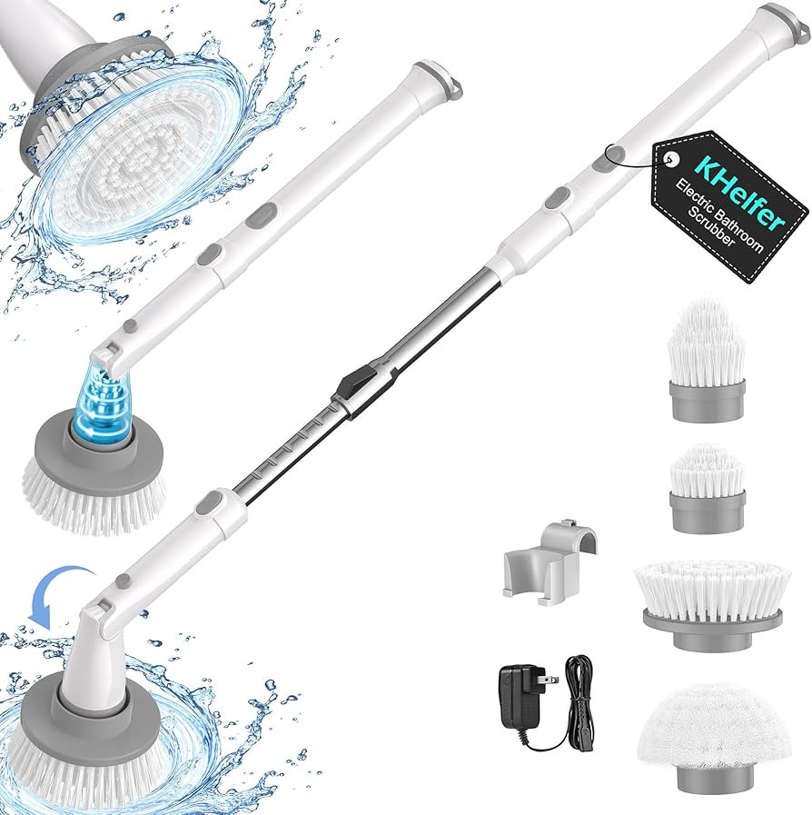 kHelfer Electric Spin Scrubber Kh8 Pro, 2023 New Cordless Shower Scrubber, 4 Replacement Head, 1.... | Amazon (US)