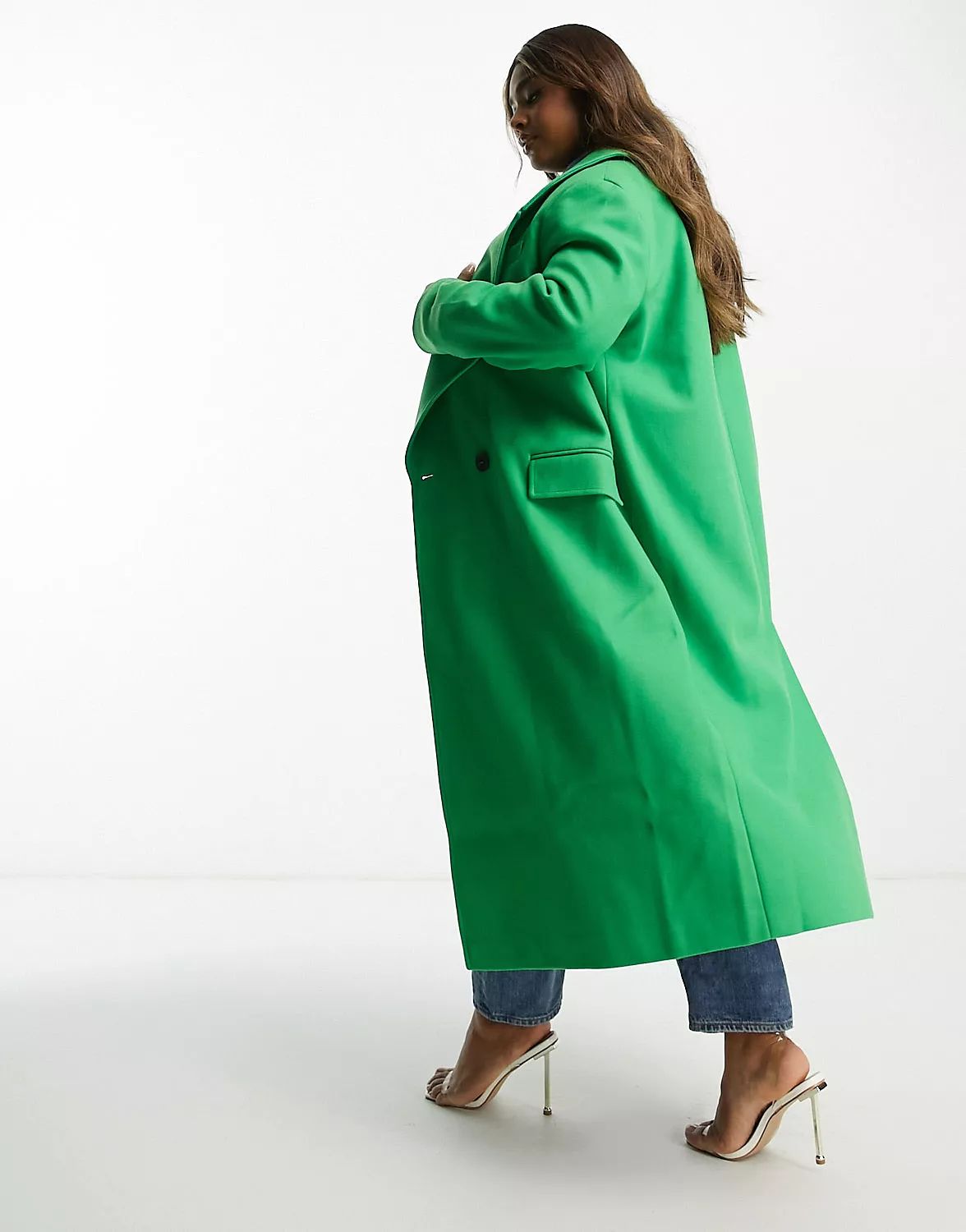 River Island Plus tailored longline coat in bright green | ASOS (Global)
