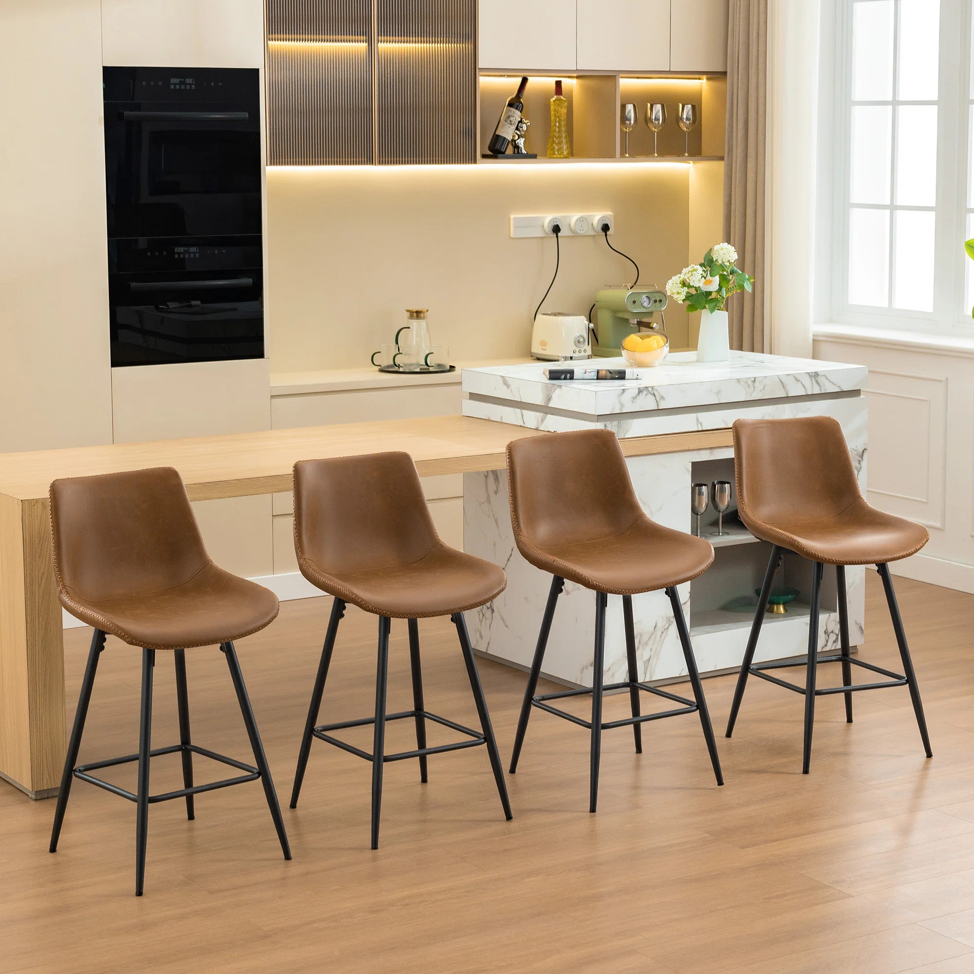 Faux Leather Modern Dining Bartools Stools | Wayfair North America