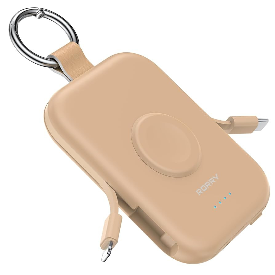 RORRY Portable Charger, 5000mAh Portable Charger Power Bank with Built-in Cables, Travel Keychain... | Amazon (US)