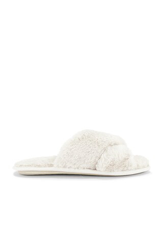 Flora Nikrooz Victoria Teddy Criss Cross Slipper in Ivory from Revolve.com | Revolve Clothing (Global)