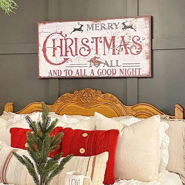 Merry Christmas To All Canvas Wall Sign | Antique Farm House