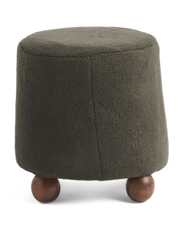 16in Boucle Ball Foot Ottoman | Polyester | Marshalls