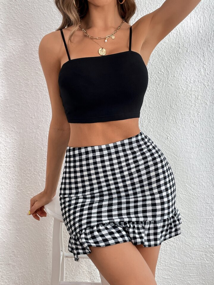 SHEIN Privé Casual Carré Dames tweedelige outfits Zonder rug Geribd | SHEIN